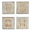 Wall Plaques-Kirkland's Home Aged Brass Fleur-De-Lis 4-Pc. Panel Wall Art Gold/Green