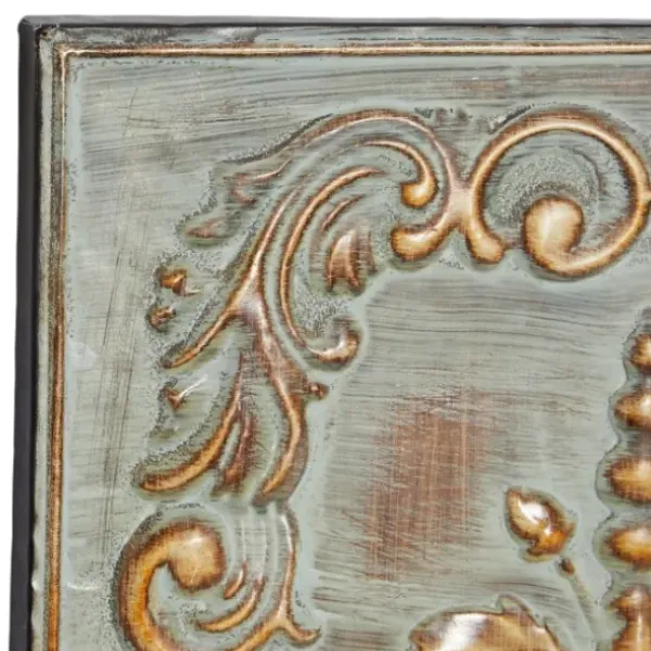 Wall Plaques-Kirkland's Home Aged Brass Fleur-De-Lis 4-Pc. Panel Wall Art Gold/Green