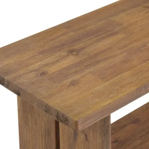 Benches & Ottomans-Kirkland's Home Aged Brown Acacia Wood Board Bench