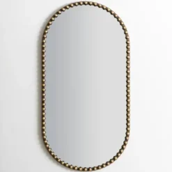 Decorative Mirrors-Kirkland's Home Aged Gold Beaded Frame Metal Wall Mirror
