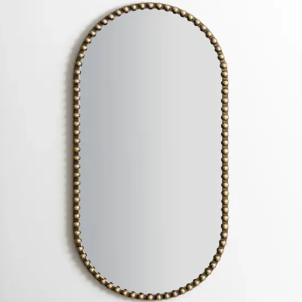Decorative Mirrors-Kirkland's Home Aged Gold Beaded Frame Metal Wall Mirror
