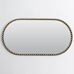 Decorative Mirrors-Kirkland's Home Aged Gold Beaded Frame Metal Wall Mirror