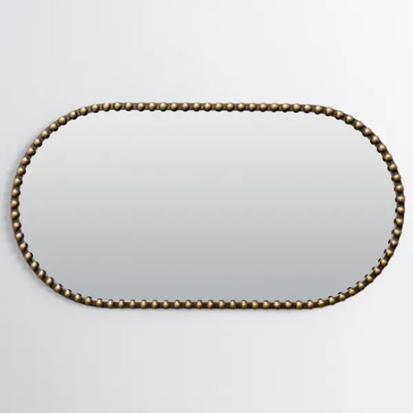 Decorative Mirrors-Kirkland's Home Aged Gold Beaded Frame Metal Wall Mirror