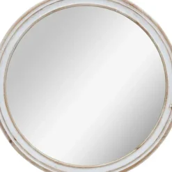 Decorative Mirrors-Kirkland's Home Aged Wood Round Mirror White