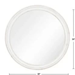 Decorative Mirrors-Kirkland's Home Aged Wood Round Mirror White