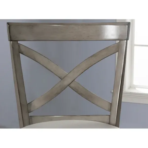 Bar Stools & Counter Height Stools-Kirkland's Home Aged X Back Counter Swivel Stool Gray