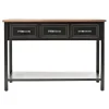 Console Tables-Kirkland's Home Ainsly Distressed Oak Top Console Table Black
