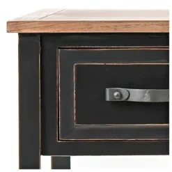 Console Tables-Kirkland's Home Ainsly Distressed Oak Top Console Table Black