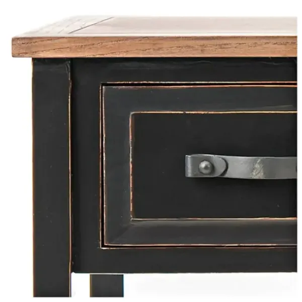 Console Tables-Kirkland's Home Ainsly Distressed Oak Top Console Table Black