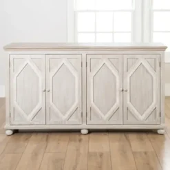 Cabinets & Sideboards-Kirkland's Home Alana Washed 4-Door Cabinet White