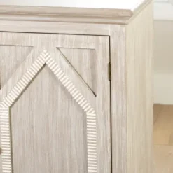 Cabinets & Sideboards-Kirkland's Home Alana Washed 4-Door Cabinet White