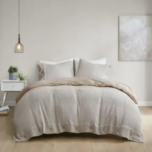 Duvets-Kirkland's Home Alaya 4-Pc. California King Waffle Duvet Set Tan