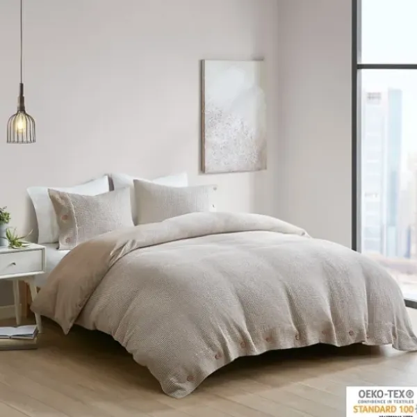 Duvets-Kirkland's Home Alaya 4-Pc. California King Waffle Duvet Set Tan