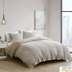 Duvets-Kirkland's Home Alaya 4-Pc. Full/Queen Waffle Duvet Set Tan