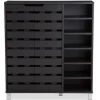 Entryway Furniture-Kirkland's Home Aldrich Black Slatted Shoe Storage Cabinet