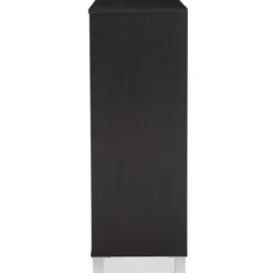 Entryway Furniture-Kirkland's Home Aldrich Black Slatted Shoe Storage Cabinet