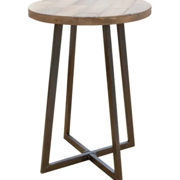 Accent & End Tables-Kirkland's Home Allie Natural Wood And Metal Accent Table Brown/Black