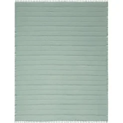 Blankets & Throws-Kirkland's Home Aloe Woven Stripes Cotton Throw Blue