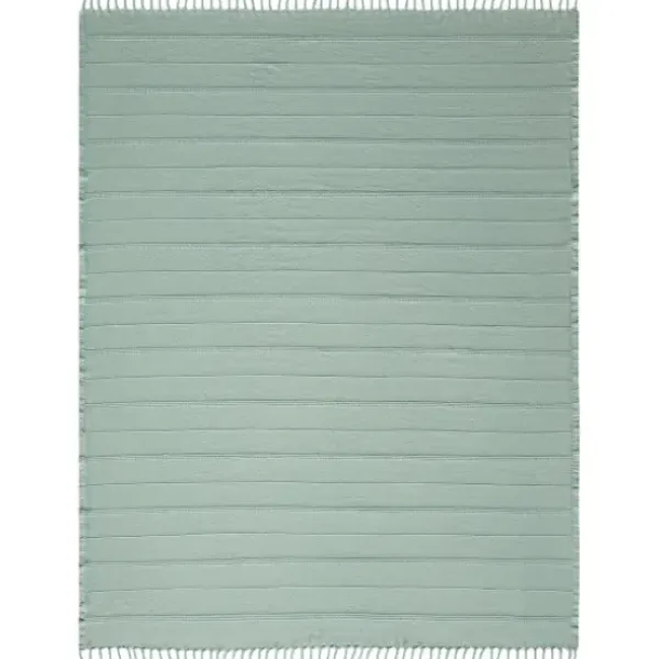 Blankets & Throws-Kirkland's Home Aloe Woven Stripes Cotton Throw Blue