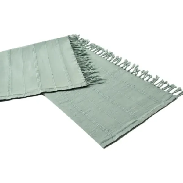 Blankets & Throws-Kirkland's Home Aloe Woven Stripes Cotton Throw Blue