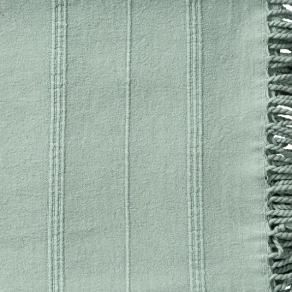 Blankets & Throws-Kirkland's Home Aloe Woven Stripes Cotton Throw Blue