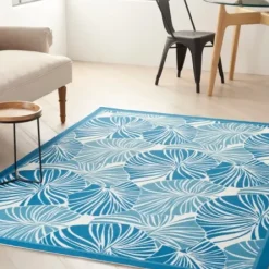 Outdoor Rugs-Kirkland's Home Aloha Black Geometric Indoor/Outdoor Area Rug, 5X7 Black/Gray