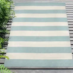 Outdoor Rugs-Kirkland's Home Aloha Blue Geometric Indoor/Outdoor Area Rug, 6X9 Blue/Gray