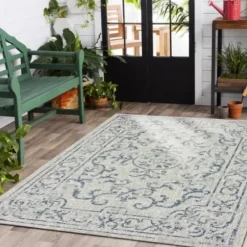 Outdoor Rugs-Kirkland's Home Aloha Blue Geometric Indoor/Outdoor Area Rug, 9X12 Blue/Gray