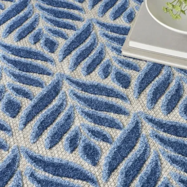 Outdoor Rugs-Kirkland's Home Aloha Botanical Indoor/Outdoor Rug, 3X5 Blue