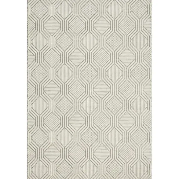 Outdoor Rugs-Kirkland's Home Aloha Ivory Botanical Indoor/Outdoor Area Rug, 3X5 Ivory/Gray