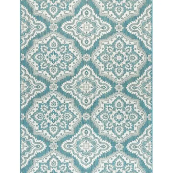 Outdoor Rugs-Kirkland's Home Aloha Ivory Botanical Indoor/Outdoor Area Rug, 5X7 Ivory/Gray