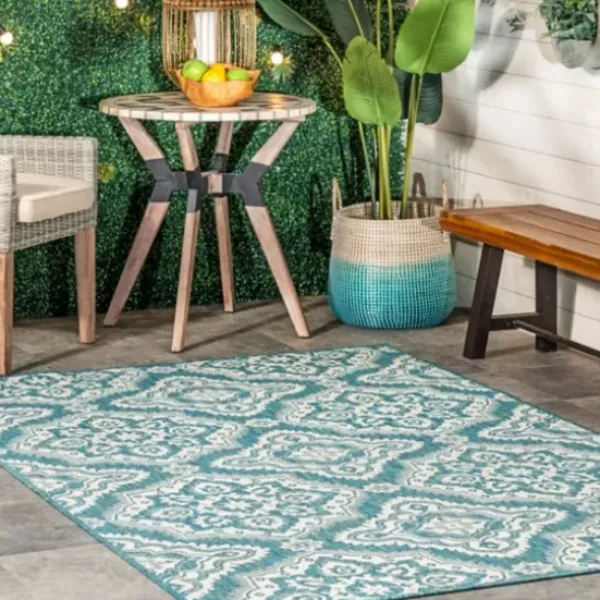 Outdoor Rugs-Kirkland's Home Aloha Ivory Botanical Indoor/Outdoor Area Rug, 5X7 Ivory/Gray