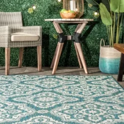 Outdoor Rugs-Kirkland's Home Aloha Ivory Botanical Indoor/Outdoor Area Rug, 5X7 Ivory/Gray