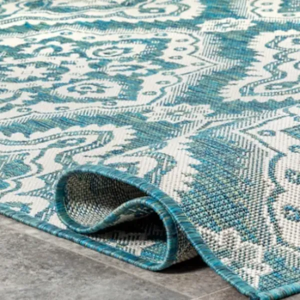 Outdoor Rugs-Kirkland's Home Aloha Ivory Botanical Indoor/Outdoor Area Rug, 5X7 Ivory/Gray