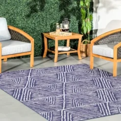 Outdoor Rugs-Kirkland's Home Aloha Ivory Geometric Indoor/Outdoor Area Rug, 5X7 Ivory/Gray