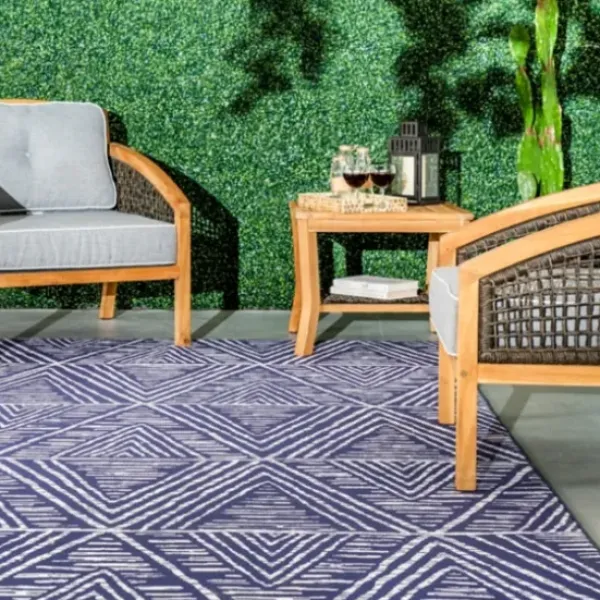 Outdoor Rugs-Kirkland's Home Aloha Ivory Geometric Indoor/Outdoor Area Rug, 5X7 Ivory/Gray