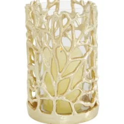 Candle Holders-Kirkland's Home Aluminum Coral Hurricane, 8 In. Gold