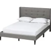Beds & Headboards-Kirkland's Home Amala Button Tufted Queen Bed Frame Gray