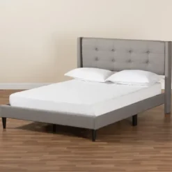 Beds & Headboards-Kirkland's Home Amala Button Tufted Queen Bed Frame Gray