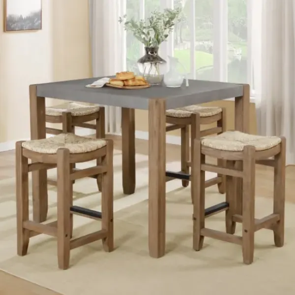 Dining Tables-Kirkland's Home Amber Wood And Faux Concrete Dining Table Brown/Gray