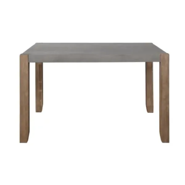 Dining Tables-Kirkland's Home Amber Wood Faux Concrete Top Dining Table Brown