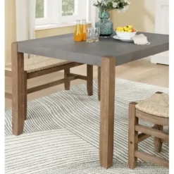 Dining Tables-Kirkland's Home Amber Wood Faux Concrete Top Dining Table Brown