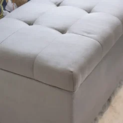 Entryway Furniture-Kirkland's Home Amelia Tufted Shoe Storage Ottoman Bench Gray