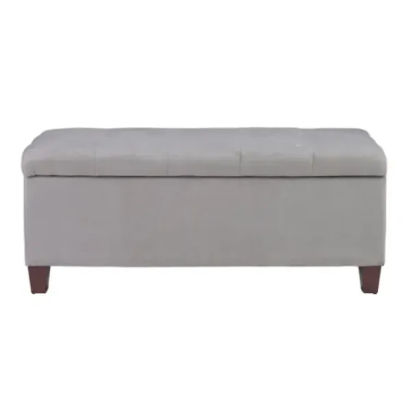 Entryway Furniture-Kirkland's Home Amelia Tufted Shoe Storage Ottoman Bench Gray