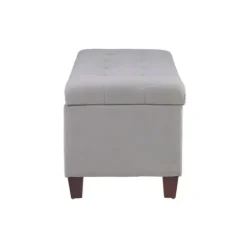 Entryway Furniture-Kirkland's Home Amelia Tufted Shoe Storage Ottoman Bench Gray