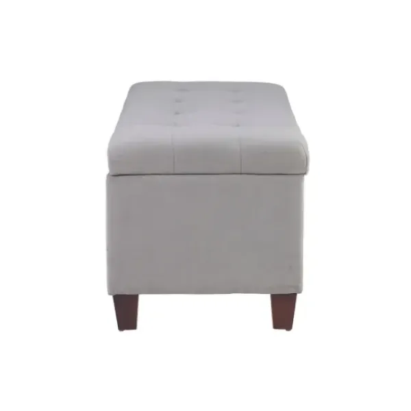 Entryway Furniture-Kirkland's Home Amelia Tufted Shoe Storage Ottoman Bench Gray