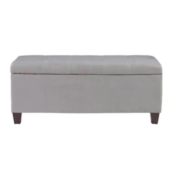 Entryway Furniture-Kirkland's Home Amelia Tufted Shoe Storage Ottoman Bench Gray