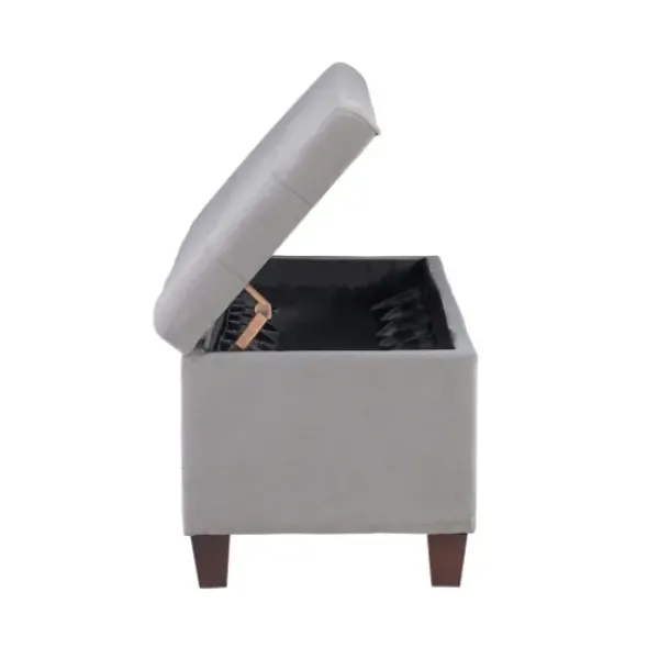 Entryway Furniture-Kirkland's Home Amelia Tufted Shoe Storage Ottoman Bench Gray