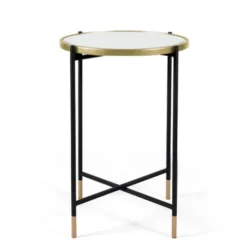 Accent & End Tables-Kirkland's Home Anastasia Mirrored Metal Accent Tables, Set Of 3 Black