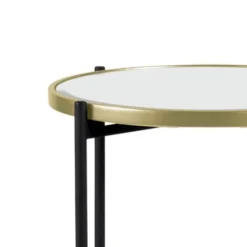 Accent & End Tables-Kirkland's Home Anastasia Mirrored Metal Accent Tables, Set Of 3 Black